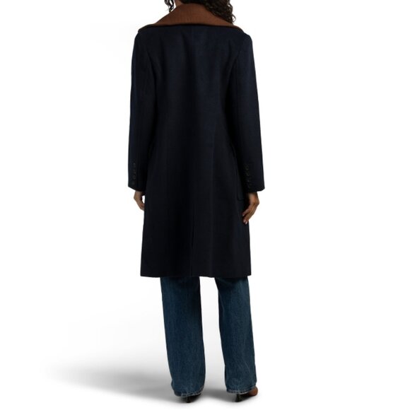 AVEC LES FILLES Navy Double Breasted Coat Wtih Sweater Dickie - Picture 2 of 2